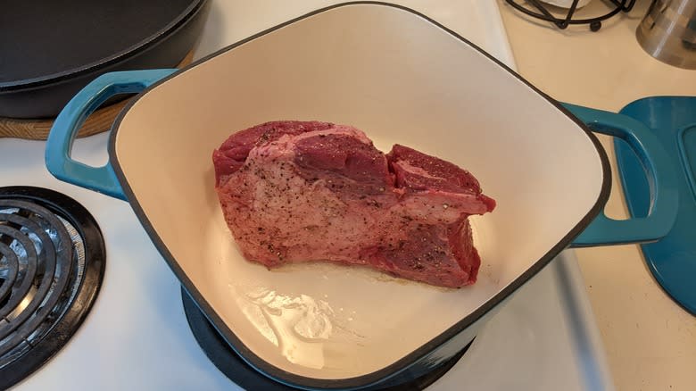 searing meat in Dutch oven