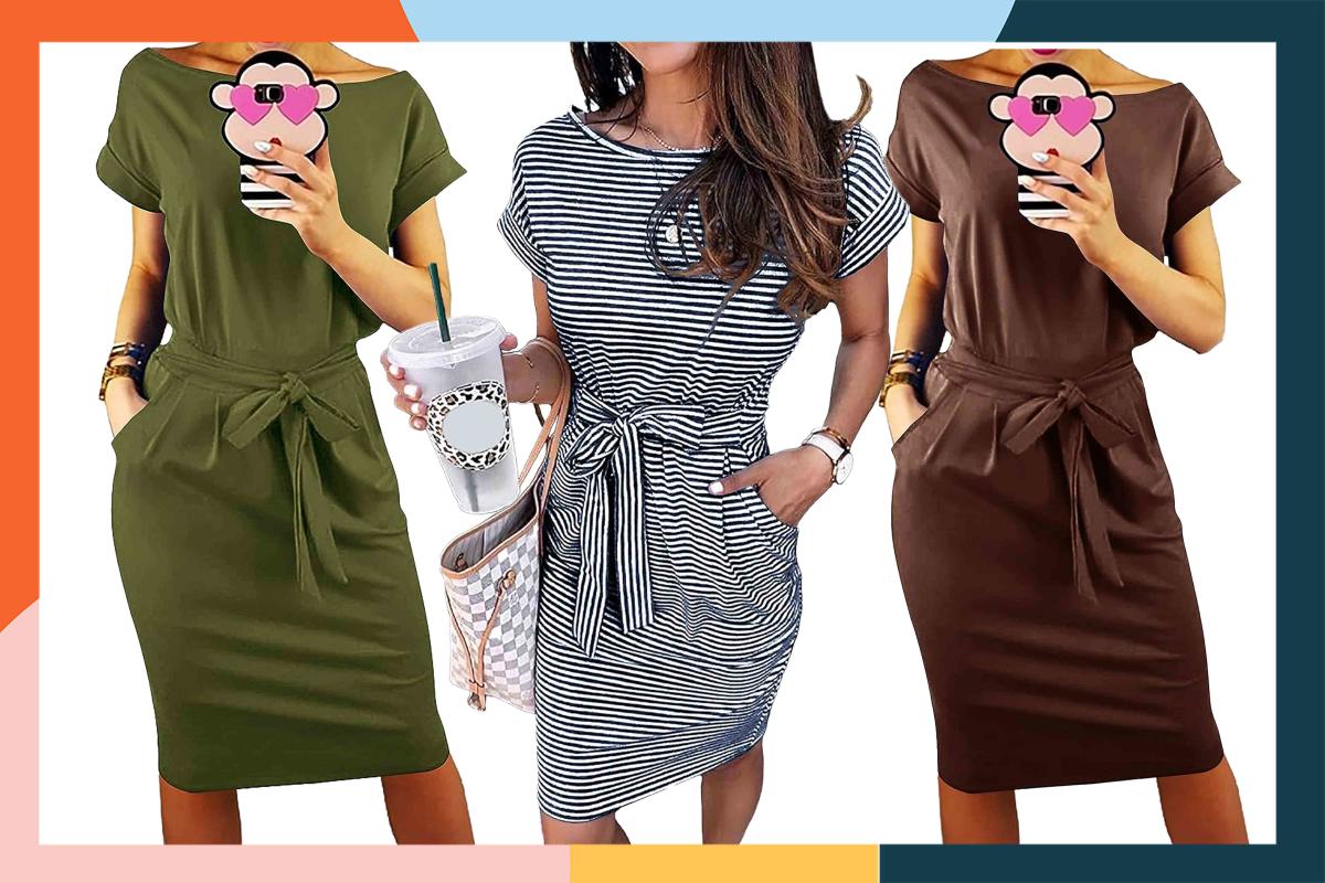 PRETTYGARDEN Women's Fashion Casual Long Sleeve Belted Party Bodycon Sheath  Pencil Dress