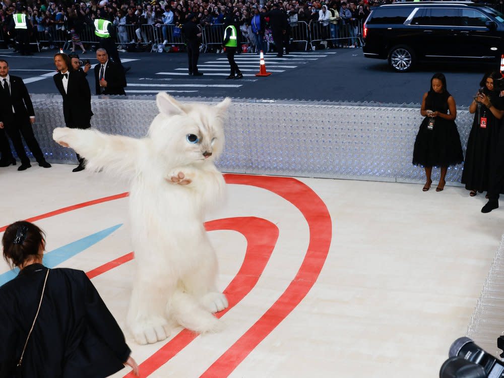 Met Gala 2023: Hollywood-Star Jared Leto erschien als Karl Lagerfelds Katze Choupette. (Bild: imago/UPI Photo)