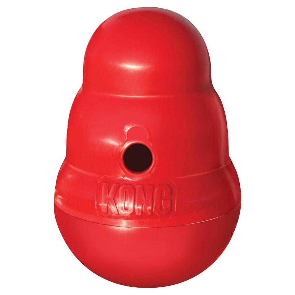 Red Kong Wobbler Dog Toy on a white background