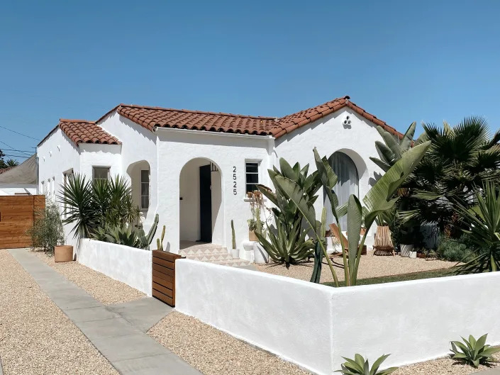 The exterior of the 1920s Spanish bungalow that the couple named 