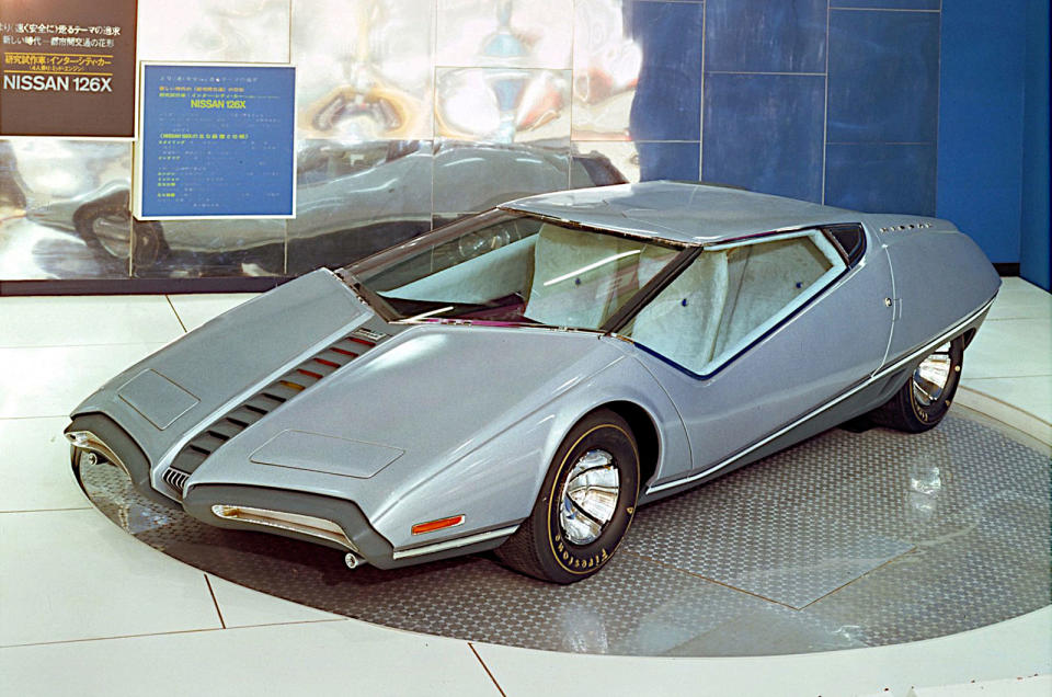 <p>Yet another wedge-shaped concept from 1970 (there was a lot of that sort of thing going on at the time), the 126X had the same changing-rear-light feature also found on the Mazda RX-500.</p><p>Its shape was slightly less supercar-like, though in some ways even odder, than those of either the Mazda or the Alfa Carabo. In one respect Nissan went a step ahead of the other manufacturers mentioned – access to the interior was via a canopy which hinged from the front and consisted of the roof, windscreen and front body panels.</p>