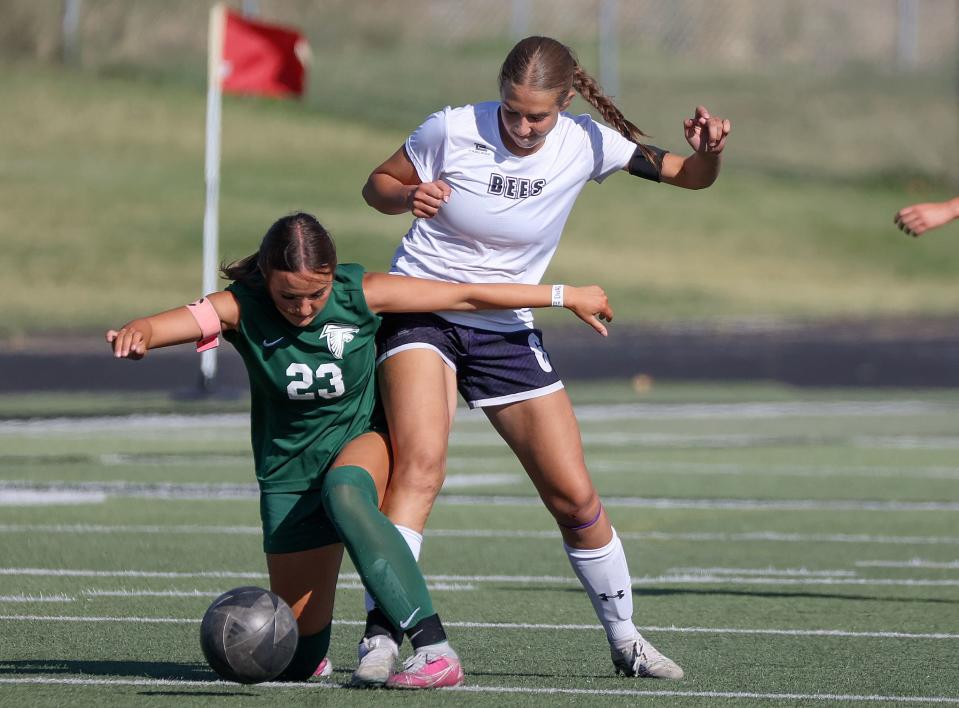 Clearfield plays Box Elder in a girls varsity soccer game at Clearfield High School in Clearfield on Thursday, Sept. 14, 2023. Clearfield won 2-1. | Kristin Murphy, Deseret News