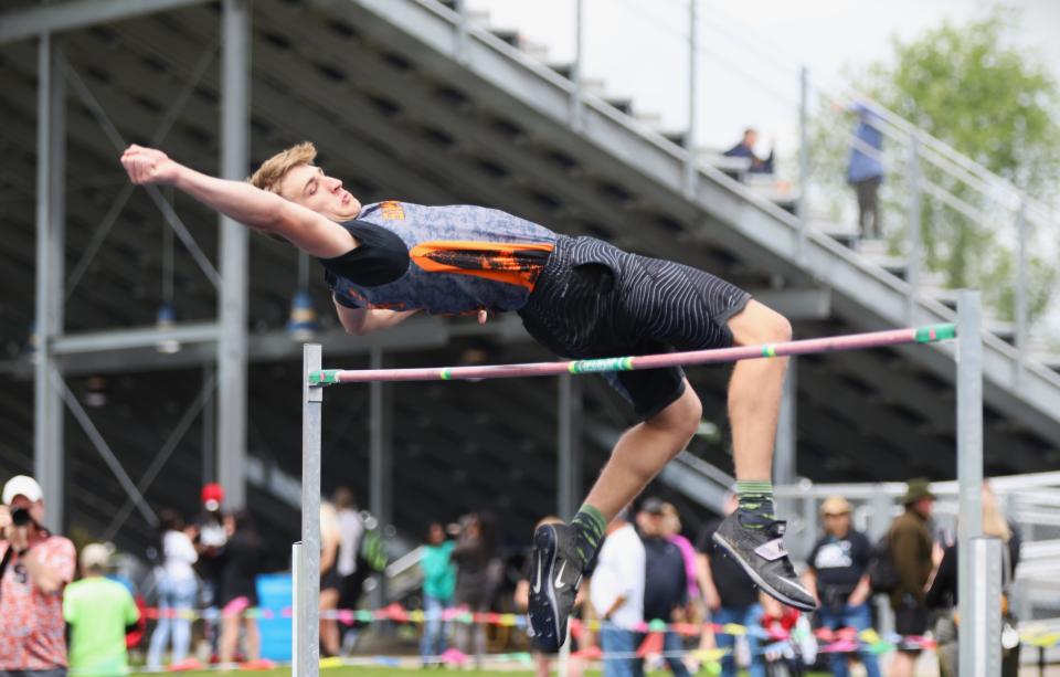 Drew Dafoe of Summerfield competes in the high jump during the Division 4 Regional Saturday, May 21, 2022 at Webberville.