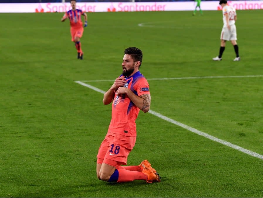 Olivier Giroud celebrates his second goal (Getty)