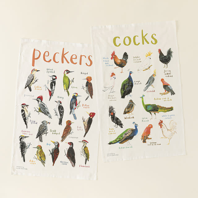 <p><a href="https://go.redirectingat.com?id=74968X1596630&url=https%3A%2F%2Fwww.uncommongoods.com%2Fproduct%2Ffowl-language-tea-towels-peckers-cocks&sref=https%3A%2F%2Fwww.womansday.com%2Frelationships%2Fg60709205%2Ffunny-gifts-for-men%2F" rel="nofollow noopener" target="_blank" data-ylk="slk:Shop Now;elm:context_link;itc:0;sec:content-canvas" class="link ">Shop Now</a></p><p>Fowl Language Tea Towels</p><p>uncommongoods.com</p><p>$16.00</p><span class="copyright">Uncommon Goods</span>