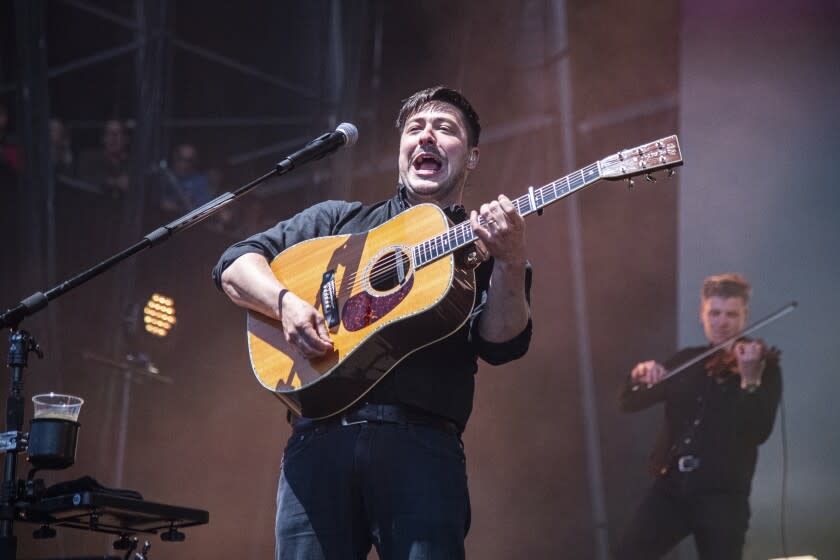 Marcus Mumford of Mumford & Sons performs at the BottleRock Napa Valley Music Festival at Napa Valley Expo on Sunday, May 26, 2019, in Napa, Calif. (Photo by Amy Harris/Invision/AP)