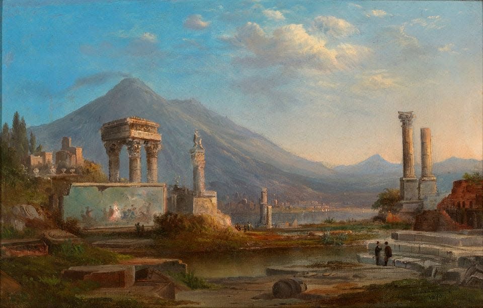 Robert S. Duncanson painted “Vesuvius and Pompeii” in 1870. In addition to his landscapes, Duncanson was a sought-after portrait painter. His nature-based themes helped launch the Ohio Valley School of landscape painting and were said to often include abolitionist and freedom from slavery themes.