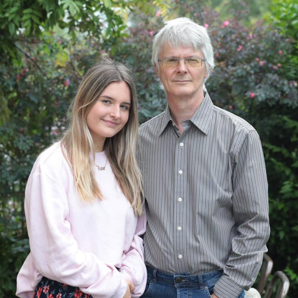 Michael Bell with daughter, Lexie who fears that the predicted As she is expecting will be marked down due to her school’s previous lower results in her subjects.