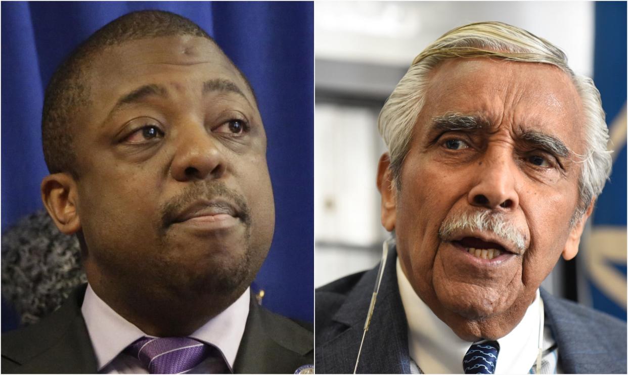 New York City Comptroller candidate Brian Benjamin (left) and former Rep. Charles Rangel (right)