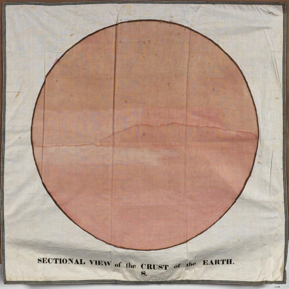 Another classroom chart, titled "Sectional View of the Crust of the Earth," created by Orra White Hitchcock circa 1830-1840. (Photo: Amherst College Archives & Special Collections)