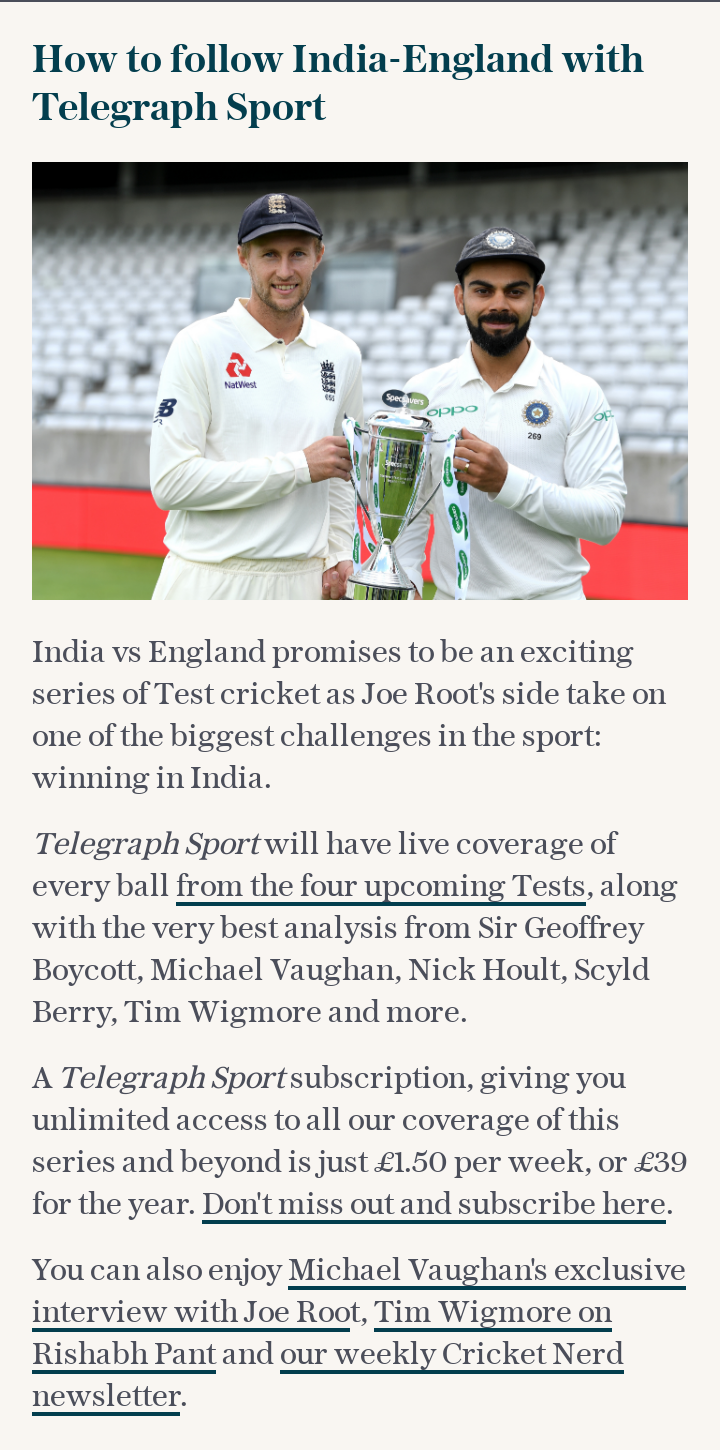 How to follow India-England with Telegraph Sport
