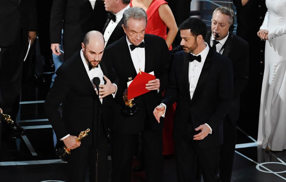 The mishap happened when Warren Beatty announced the wrong winner. Source: Getty