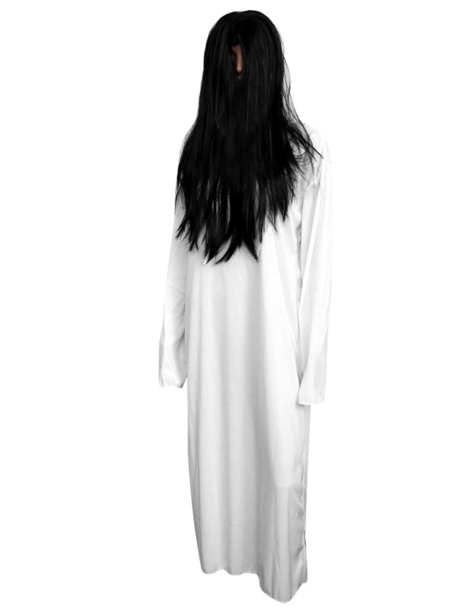 model wears scary costume ghost wedding dress white zombie costume halloween horror costume