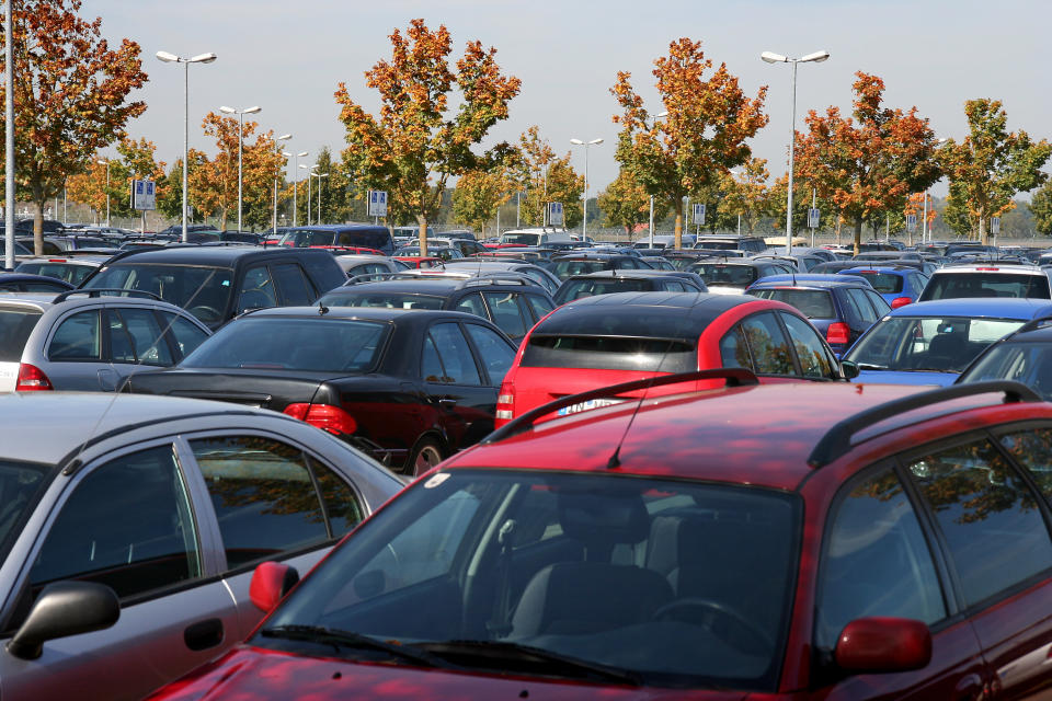 a crowded parking lot