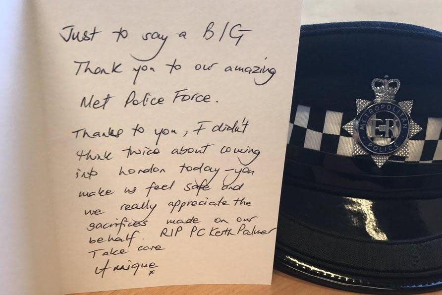 Tribute: Cards have been sent to police in London (Westminster Police)