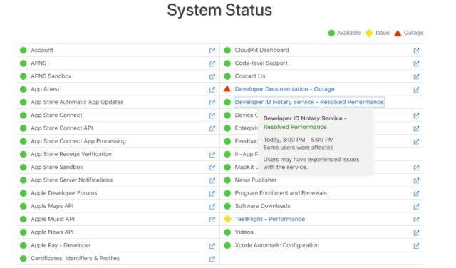 Apple System Status