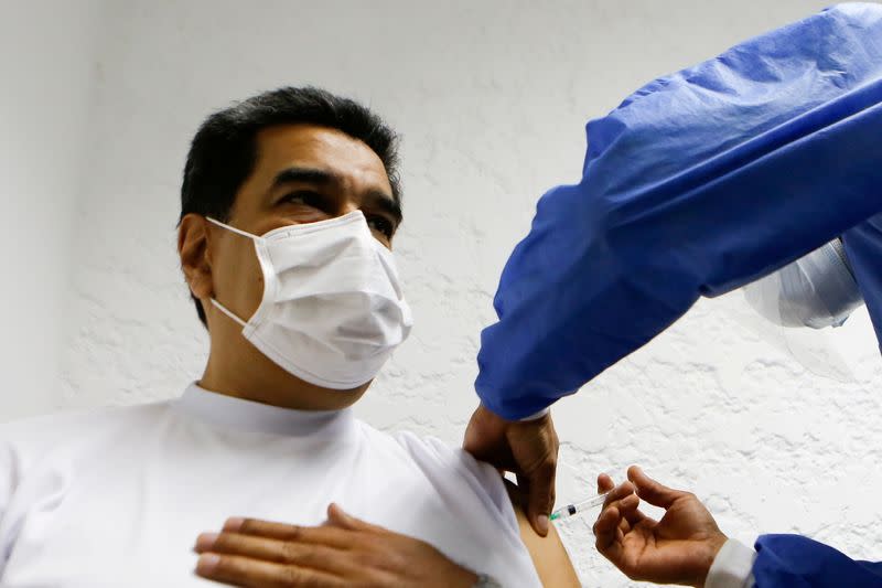 Venezuela's President Maduro receives COVID-19 vaccine in Caracas