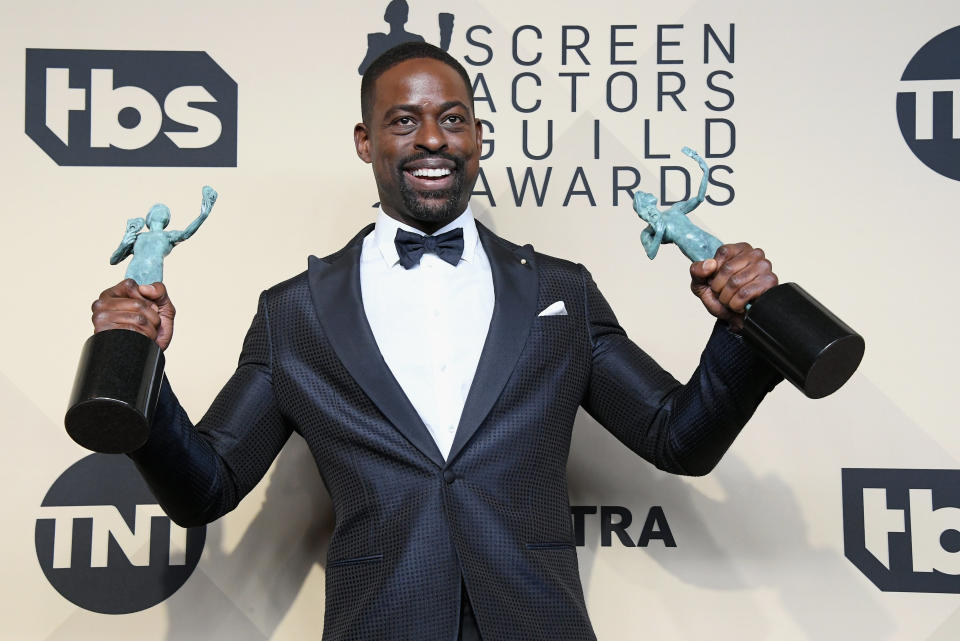 Sterling K. Brown also won for Outstanding Performance by an Ensemble in a Drama Series with his "This Is Us" castmates. (Photo: Steve Granitz via Getty Images)