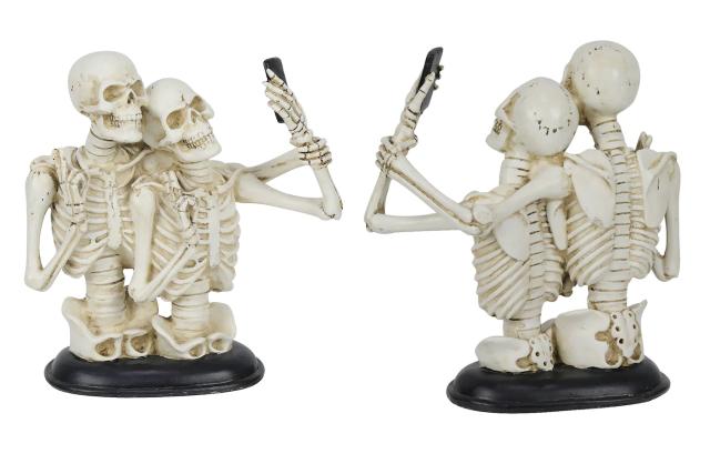 Resin Cool Skeleton Figures Halloween Skeleton Figurine Skull Horrible  Ornaments Car Instrument Panel Desk Decoration