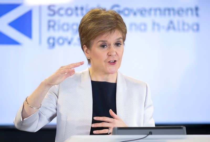 FILE PHOTO: Scotland's First Minister Nicola Sturgeon holds a news conference on the coronavirus disease (COVID-19) outbreak, at St Andrew's House in Edinburgh