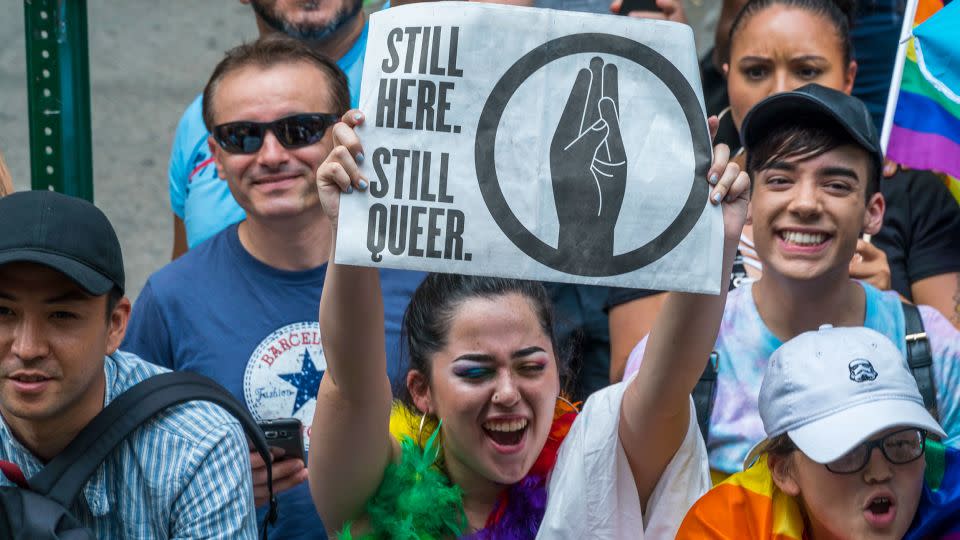 Enthusiastic spectators are seen on the sidelines of the NYC Pride march in 2017. - Albin Lohr-Jones/SIPA/AP