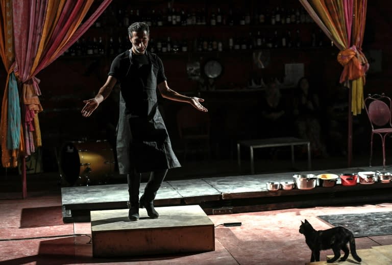 Israel Galvan, the brooding star of modern flamenco, shares the stage with an extended family of felines in "Gatomaquia" at the Romanes circus in Paris