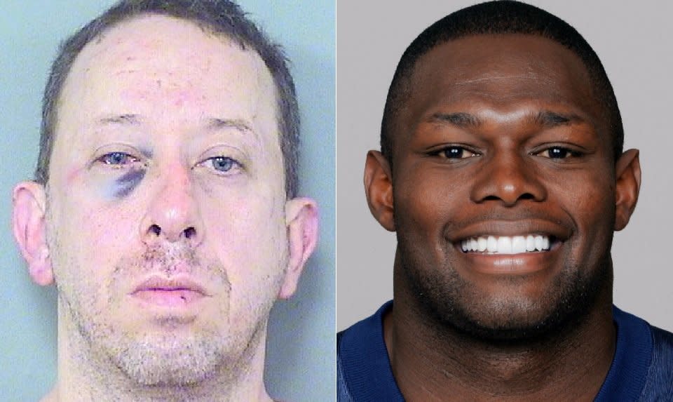 Geoffrey Cassidy (left) received a beating after ex-NFL defensive back Tony Beckham (right) allegedly caught him masturbating outside his house. (Photo: Palm Beach County Sheriff's Office/Getty Images)
