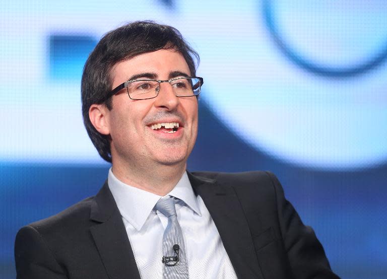 John Oliver speaks at the 2014 Winter Television Critics Association tour in Pasadena, California on January 9, 2014