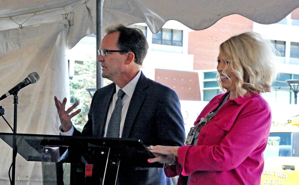 Jeff Wright, emergency department medical director, and Shelly Huff, vice president of patient services and chief nursing officer, talk about some of the things that will be in the new emergency center. Wright said the project will elevate the entire hospital.