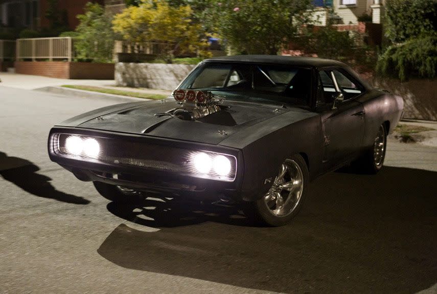 <p>The classic 1968–70 Dodge Charger is a TV and movie superstar. The most famous of all was the '69 Charger named General Lee from the <em>The Dukes of Hazzard</em> TV show. Another Charger starred in the 1970s cult hit <em>Dirty Mary Crazy Larry</em>. But in 2001, the venerable Charger took to the screen again, this time built as a menacing black street-racing machine for Vin Diesel. With a wicked stance, giant rear tires, and a humongous engine and supercharger sticking out of the hood, the Charger was insanely cool. </p><p>It was the climactic action scene of the movie that made this car so memorable. As Vin Diesel's character Dominic Toretto lines up against Paul Walker's character, who's driving a Supra, he floors the throttle and the Charger does a sick wheel stand and burnout at the same time. Movie magic for sure, but still fun to watch. Later in that same race, the two cars jump a set of train tracks just as a locomotive passes, and a heartbeat later Diesel flips the Charger in a spectacular finish to the chase scene.</p><p><a class="link " href="https://www.amazon.com/gp/video/detail/0MF1HUOLIR1XJ3530GG3SE7OZB/?tag=syn-yahoo-20&ascsubtag=%5Bartid%7C10048.g.27634406%5Bsrc%7Cyahoo-us" rel="nofollow noopener" target="_blank" data-ylk="slk:AMAZON;elm:context_link;itc:0;sec:content-canvas">AMAZON</a></p>