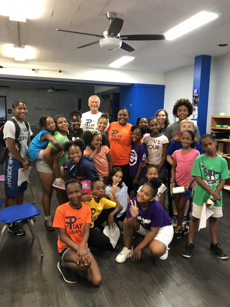 Henning, back right, is pictured with campers from EatPlayLearn, where she has been director for the past two summers. (Courtesy Rick Kolsky)