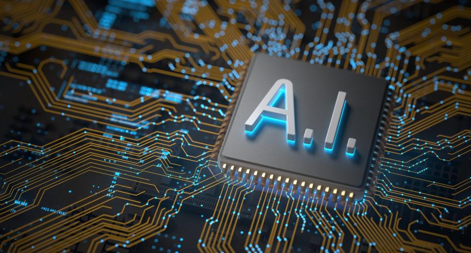 A printed circuit board with the letters "AI" printed on it.