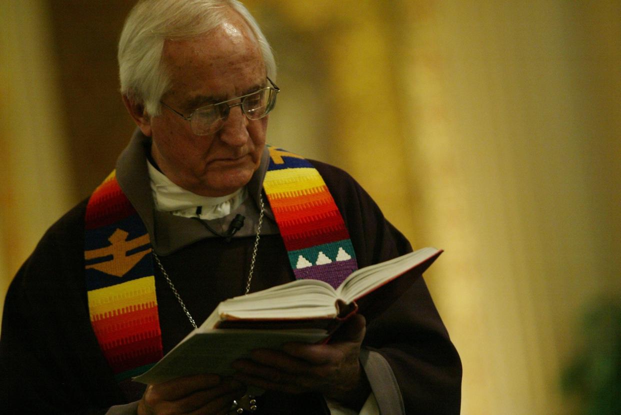 Bishop Thomas Gumbleton right before Mass at St. Leo's Catholic Church, where he was the pastor, on Sunday, Feb.13, 2005, in Detroit.