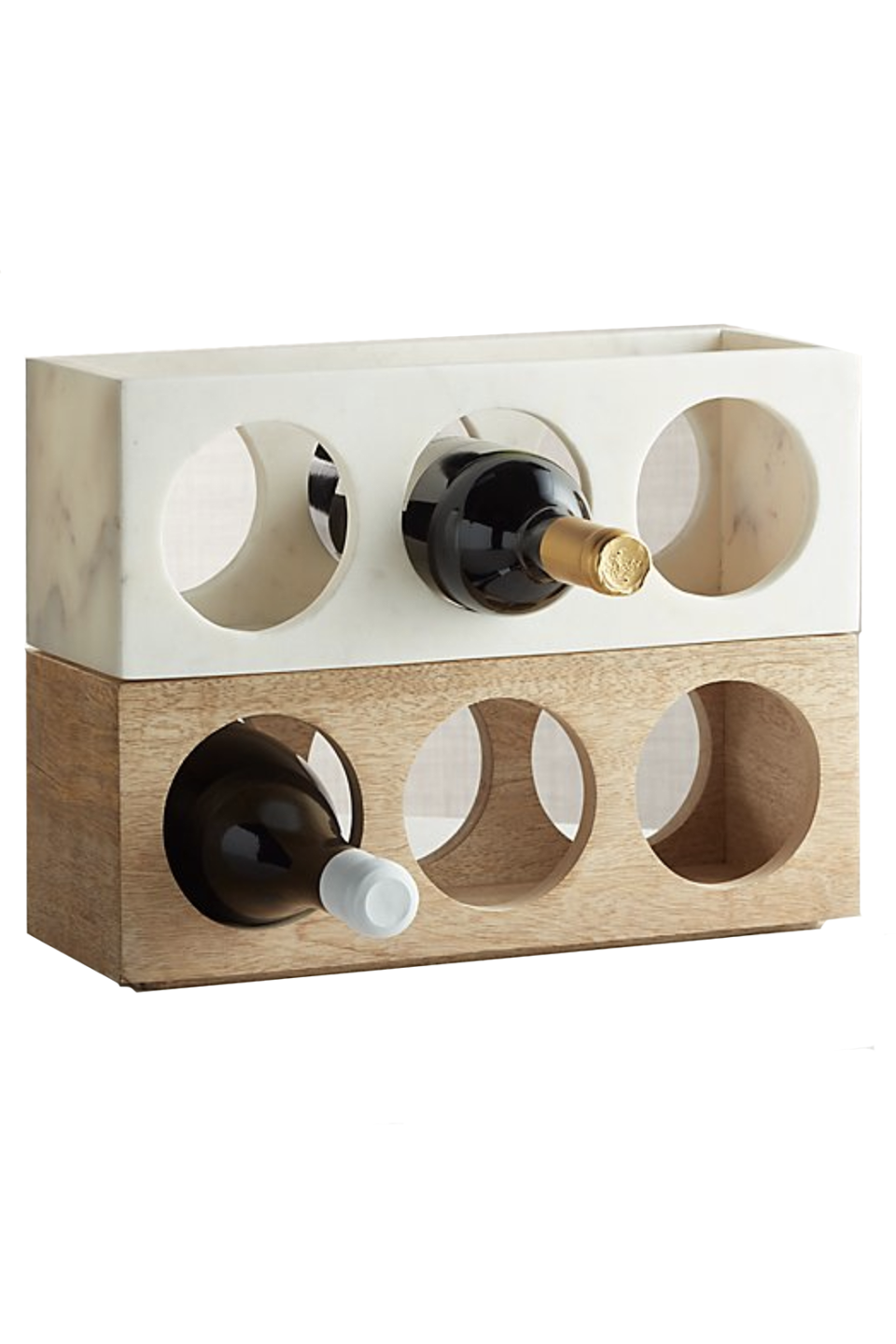 13) Wood and Marble Stacking Wine Rack Set of 2