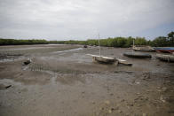 Fishing dhows are moored alongside mangroves in Vanga seafront, Kwale County, Kenya on Monday, June 13, 2022. (AP Photo/Brian Inganga)