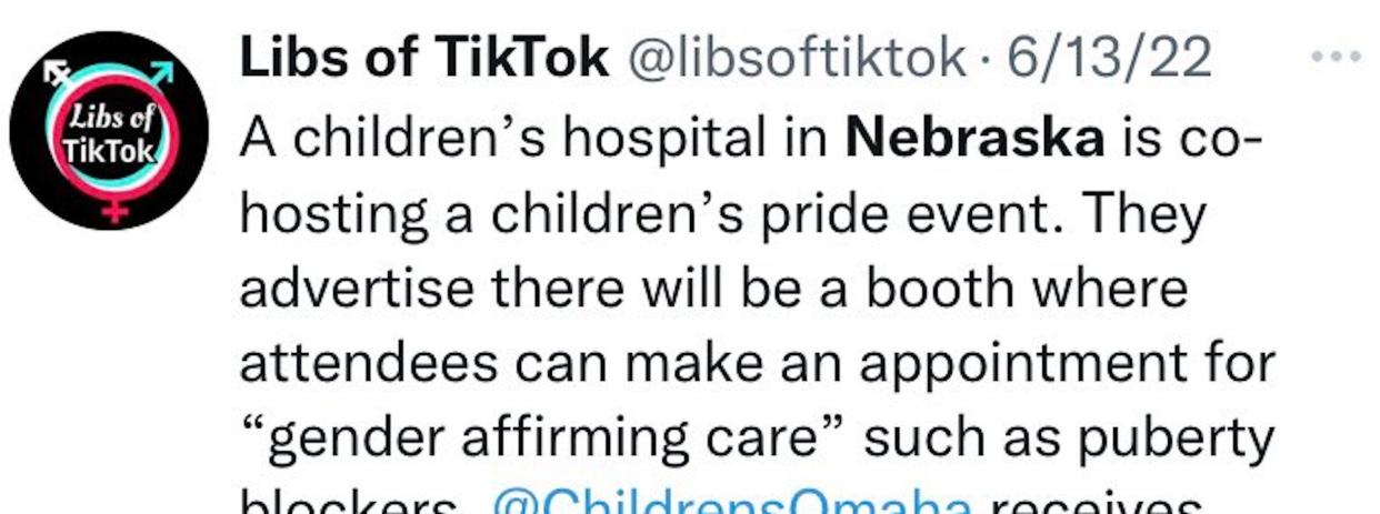 A screenshot of a now-deleted LibsofTikTok tweet.