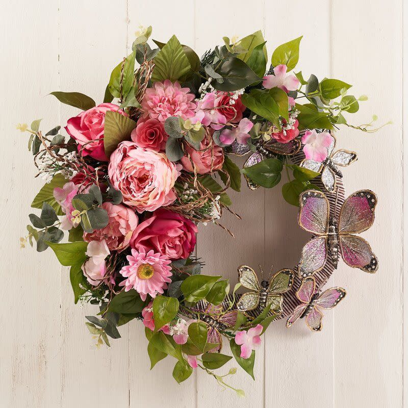 Floral Blossom Butterfly Wreath