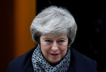 Britain's Prime Minister Theresa May leaves Downing Street, as she faces a no confidence vote after Parliament rejected her Brexit deal, in London, Britain, January 16, 2019. REUTERS/Toby Melville