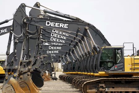 Equipment for sale is seen at a John Deere dealer in Denver May 14, 2015. REUTERS/Rick Wilking