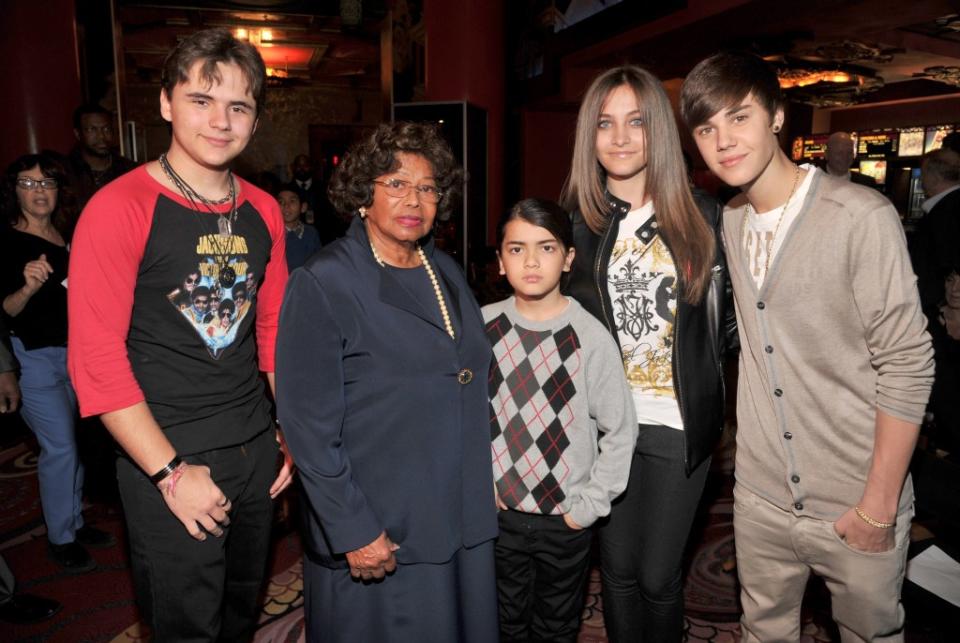 The Jacksons with Justin Bieber (right) in 2012. WireImage