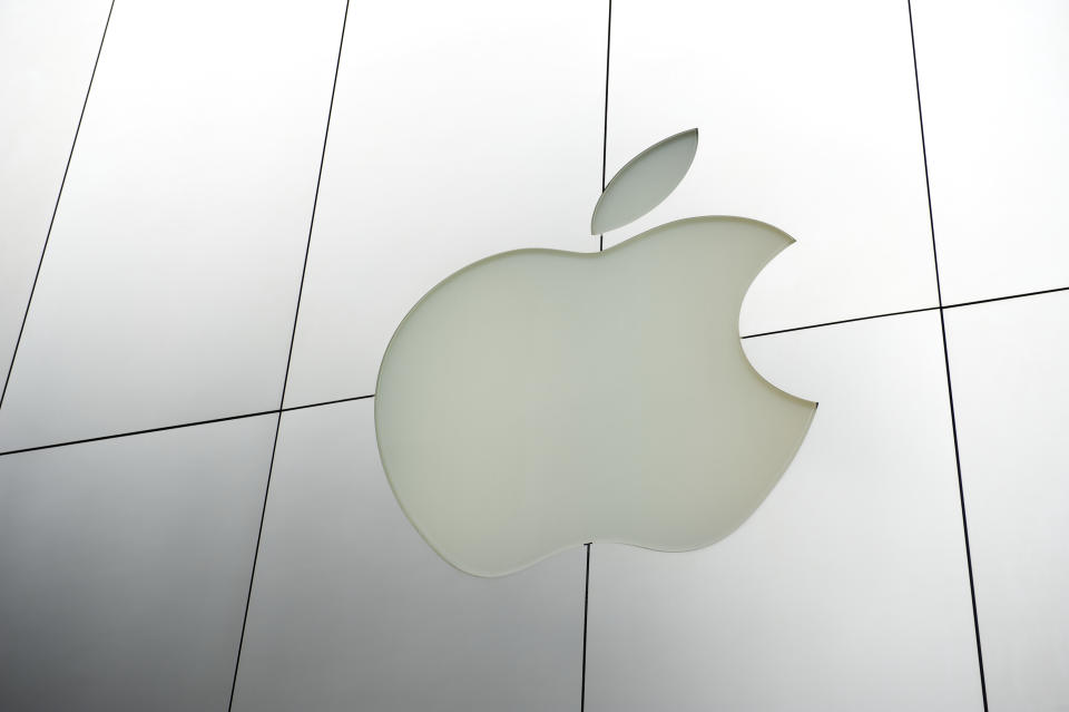 San Francisco, USA - August 4, 2011: Apple Computers logo sits in brushed metal facade of a store in Union Square. Apple's control over branding and the consumer experience is legendary, and award-winning architecture and iconic design elements of the company's flagship retail locations have played no small part in the brand's resurgent popularity.