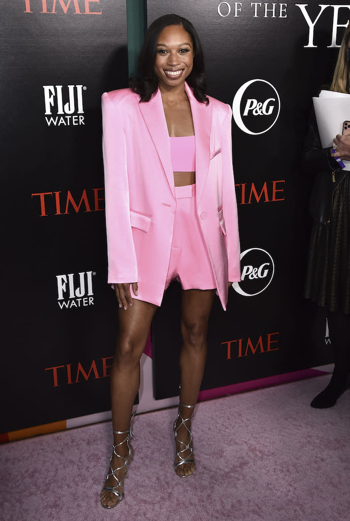 Allyson Felix arrives at the Time Women of the Year Gala, Tuesday, March 8, 2022, at Spago in Beverly Hills, Calif. - Credit: Jordan Strauss/Invision/AP