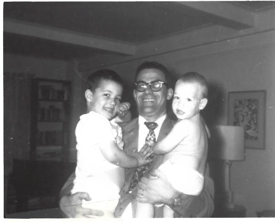 John Strauss in New York City with sons Andy (left) and Larry.