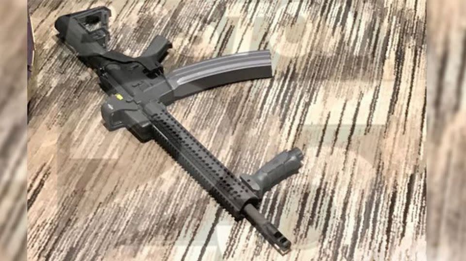 A second high-powered weapon found inside the 32nd floor hotel room. Source: Boston 25 Twitter