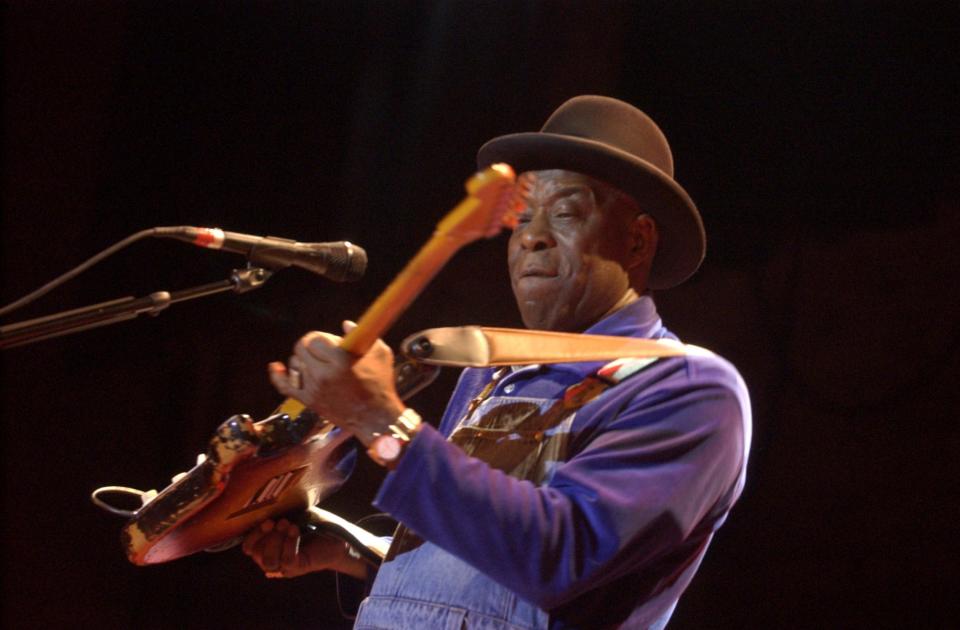 Buddy Guy gives his guitar a workout during his performance in Savannah on March 18, 2005.