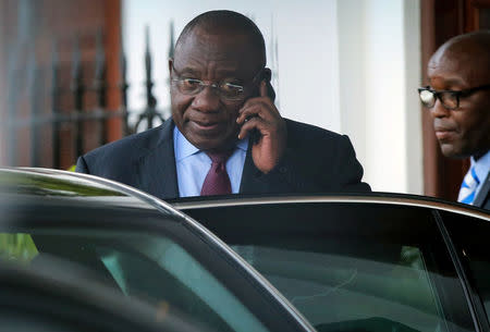 Deputy president Cyril Ramaphosa leaves Tuynhuys, the office of the Presidency at Parliament in Cape Town, South Africa, February 7, 2018. REUTERS/Sumaya Hisham