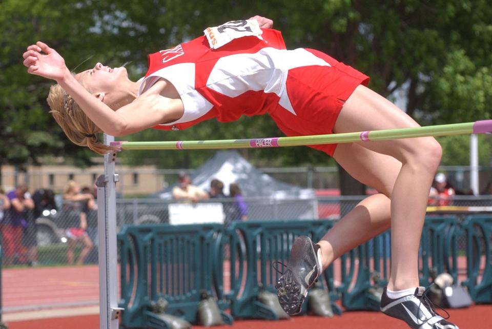 Kelsey Kaufmann of Arlington won the Class B girls high jump in the 2011 South Dakota State High School Track and Field Championships at Sioux Falls.