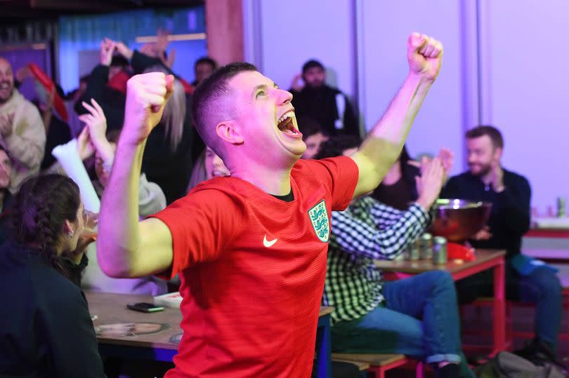 England fans watching a match on the big screen at Luna Springs in Digbeth