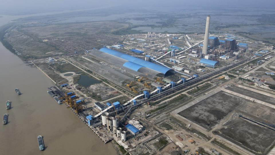 The Maitree Super Thermal Power Project stands near the Sundarbans, the world’s largest mangrove forest, in Rampal, Bangladesh, Wednesday, Oct. 19, 2022. A power plant will start burning coal as part of Bangladesh’s plan to meet its energy needs and improve living standards, officials say. (AP Photo/Al-emrun Garjon)